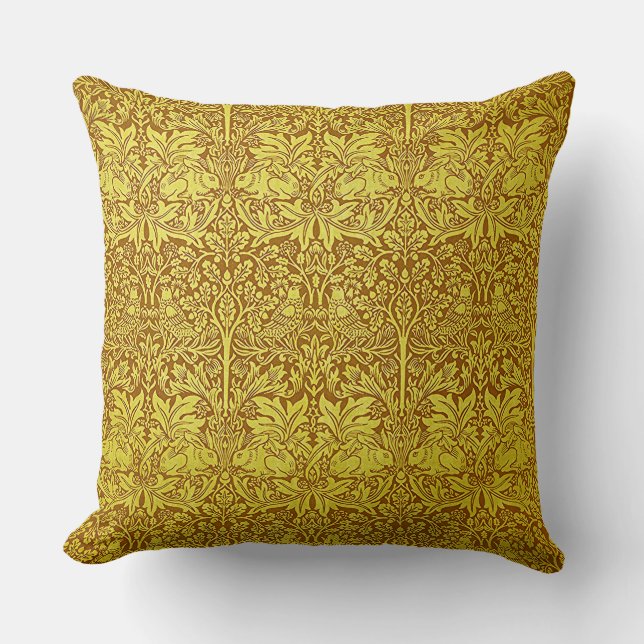Almofada Woodland deixa Dourado Coelho William Morris Patte (Frente)
