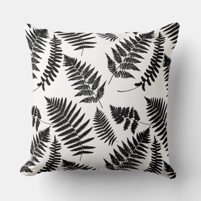 Almofada Woodland Fern Pattern, Pillo de Ponta Negra e Bran (Frente)