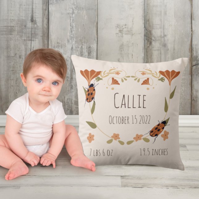 Almofada Woodland Floral Ladybug Nursery Baby Birth (Criador carregado)