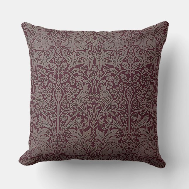 Almofada Woodland Foliage Red Rabbit William Morris Pattern (Frente)