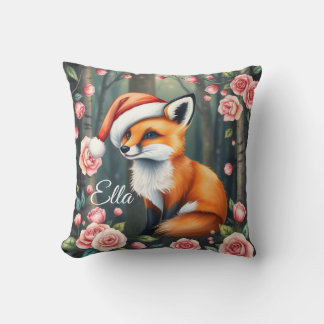 Almofada Woodland fox in Christmas hat Baby throw pillow