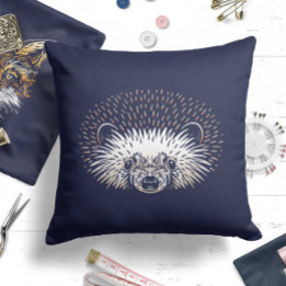Almofada Woodland Hedgehog Throw Pillow, Navy Forest Pillow