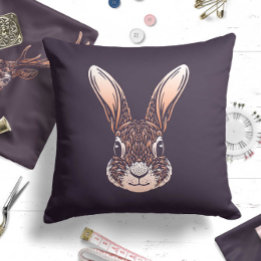 Almofada Woodland Rabbit Throw Pillow Modern Bunny Nursery
