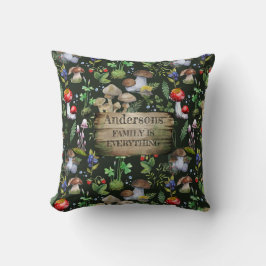 Almofada Woodland Watercolor Mushroom Plantas Verdes Berrei