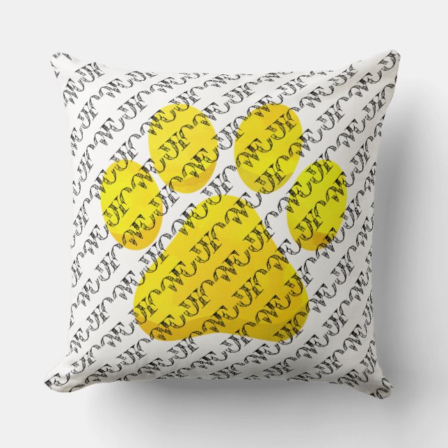 Almofada WOOF Typografia Cog Paw Imprime Moderna Brincadeir (Frente)