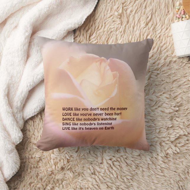 Almofada Work Love Dance Soft Rose Inspirational Quote  (Cobertor)