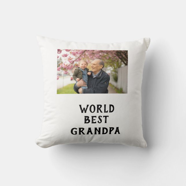 Almofada World best Grandpa photo name father's day grandpa (Frente)