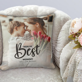 Almofada Worlds Best Mommy Photo with White Writing