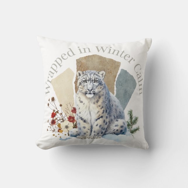 Almofada Wrapped in Winter Calm Leopard Art (Frente)