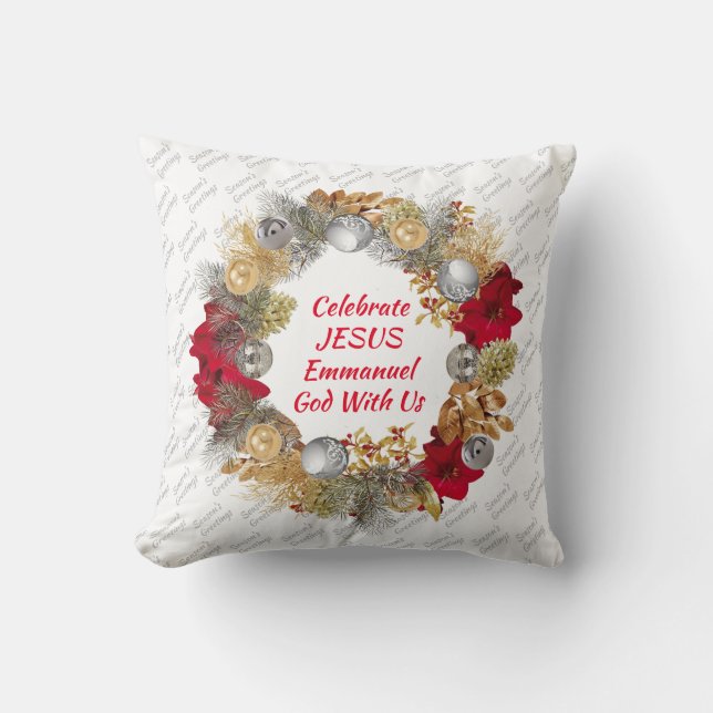 Almofada Wreath Natal | CELEBRATE JESUS White (Frente)