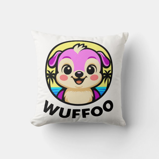 Almofada Wuffoo Adventures Cute Kawaii Puppy animation logo (Frente)