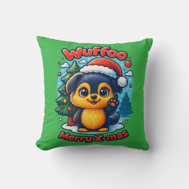 Almofada Wuffoo Molli Merry Natal Kawaii 3D Feriado (Frente)