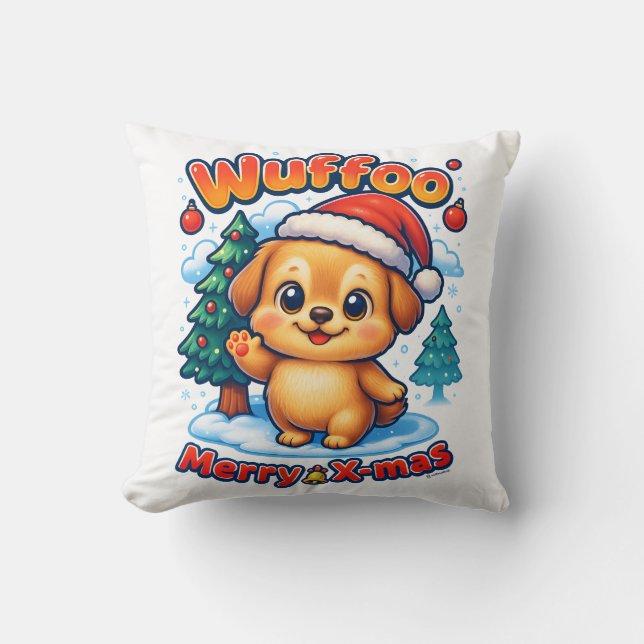 Almofada Wuffoo Roony Merry Natal Kawaii 3D Feriado (Frente)
