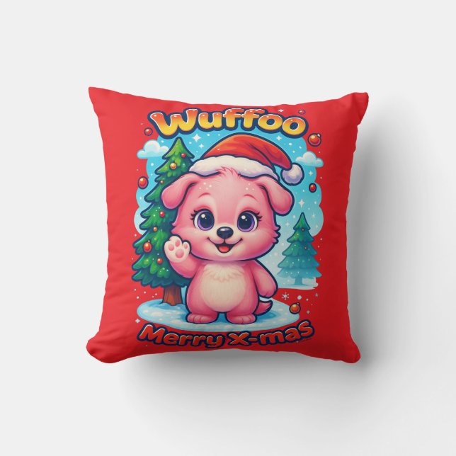 Almofada Wuffoo Shelly Merry Natal Kawaii 3D Feriado (Frente)