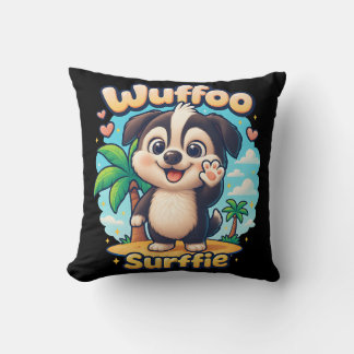 Almofada Wuffoo Surffie Cachorro Fofo Kawaii Ilha Tropical