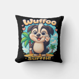Almofada Wuffoo Surffie Cute Kawaii Puppy Tropical Island