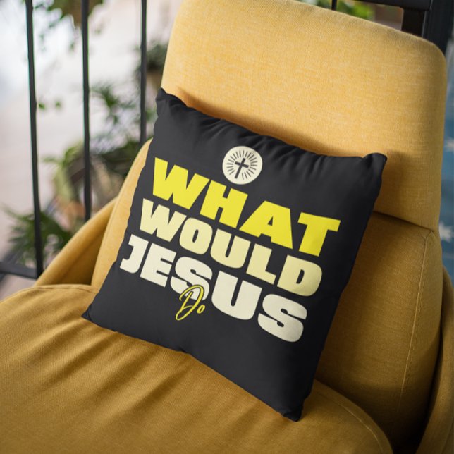 Almofada WWJD – What Would Jesus Do? Throw Pillow (Criador carregado)