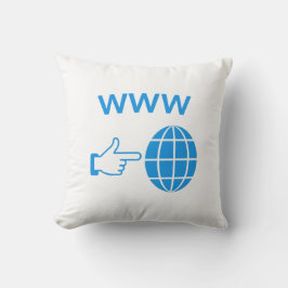 Almofada WWW World Wide Web Globe Icon with Hand Pointer