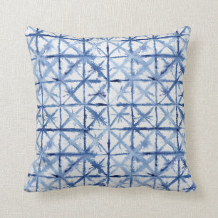 Almofada X Padrão Shibori Asiático - Cor de Água Japones