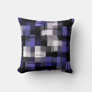 Almofada Xadrez Abstrato preto roxo da Tendência