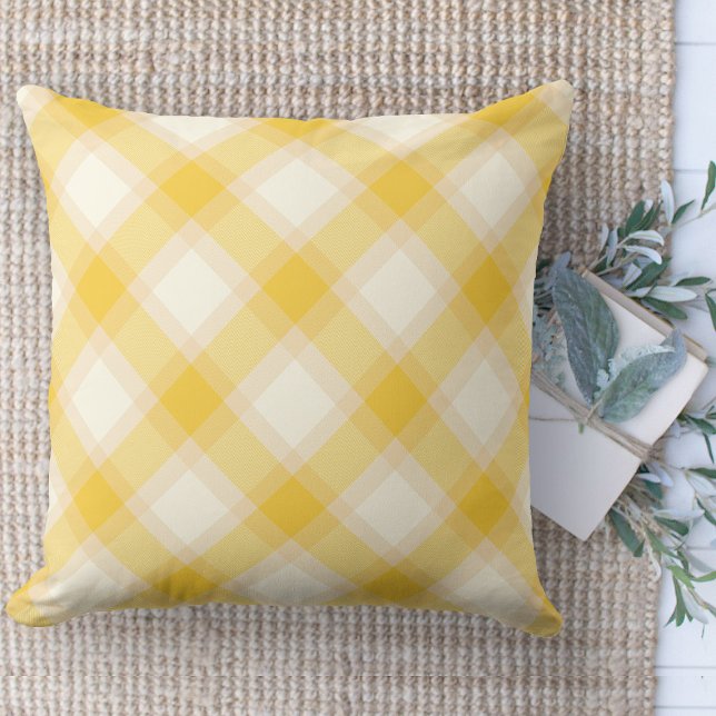 Almofada Xadrez Amarela Colorida do Armazém Moderno (Modern farmhouse throw pillow yellow and white buffalo plaid couch pillow )