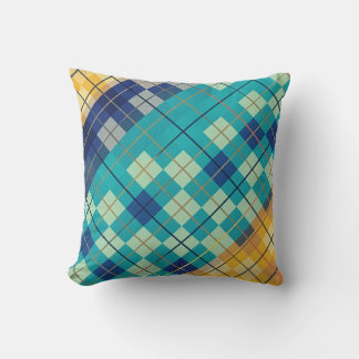 Almofada Xadrez Argyll Azul e Amarelo Multicolorido