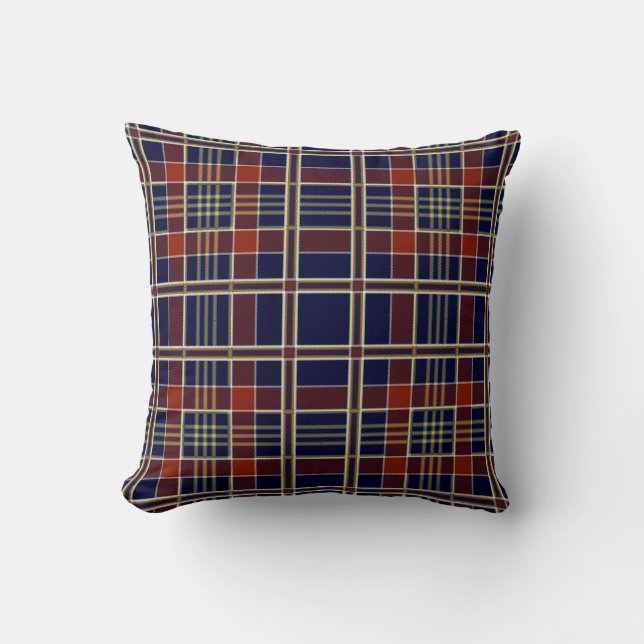 Almofada Xadrez Azul de Tartan e Vermelho (Frente)