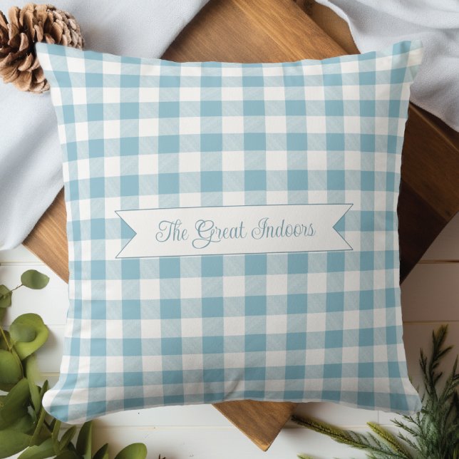 Almofada Xadrez Azul Decorativo Búfalo (Criador carregado)