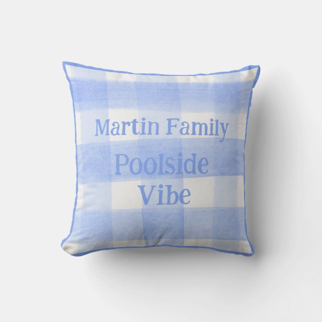 Almofada Xadrez Azul POOLSIDE VIBE (Frente)