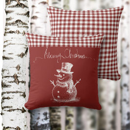 Almofada Xadrez Branca de Feliz Natal