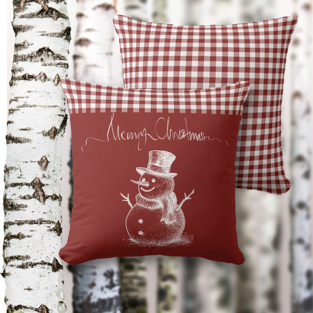 Almofada Xadrez Branca de Feliz Natal (Criador carregado)