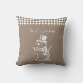 Almofada Xadrez Branca de Feliz Natal