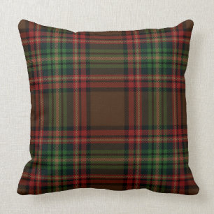 Almofada Xadrez Brown Red Green Tartan Padrão Escocês