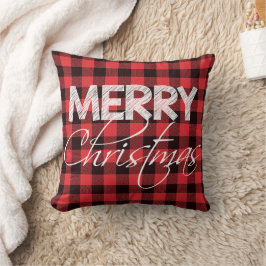 Almofada Xadrez Buffalo - Preto Vermelho | Feliz Natal