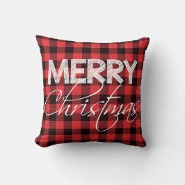 Almofada Xadrez Buffalo - Preto Vermelho | Feliz Natal