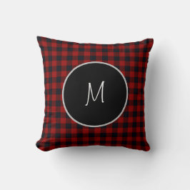 Almofada Xadrez Buffalo Vermelho e Preto Monogram