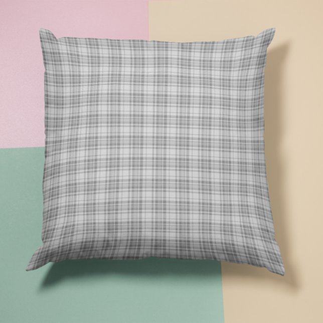 Almofada Xadrez cinza (Gray Plaid Throw Pillow)