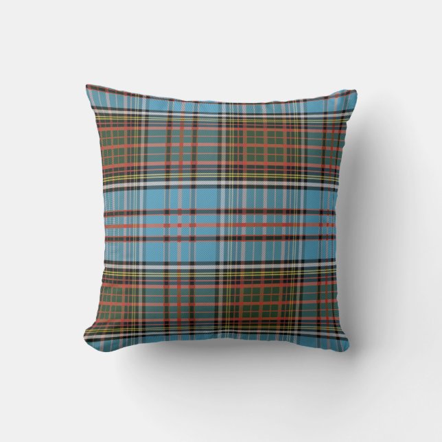 Almofada Xadrez Clan Anderson Blue Brown Check Tartan (Frente)