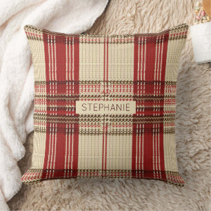 Almofada Xadrez Clássica de Tartan Vermelho e Preto - Tecid