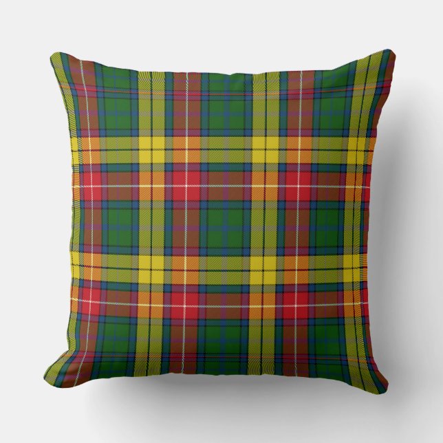 Almofada Xadrez Clássico Verde Vermelho Amarelo (Frente)