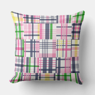 Almofada Xadrez das Madras Rosa de Verão