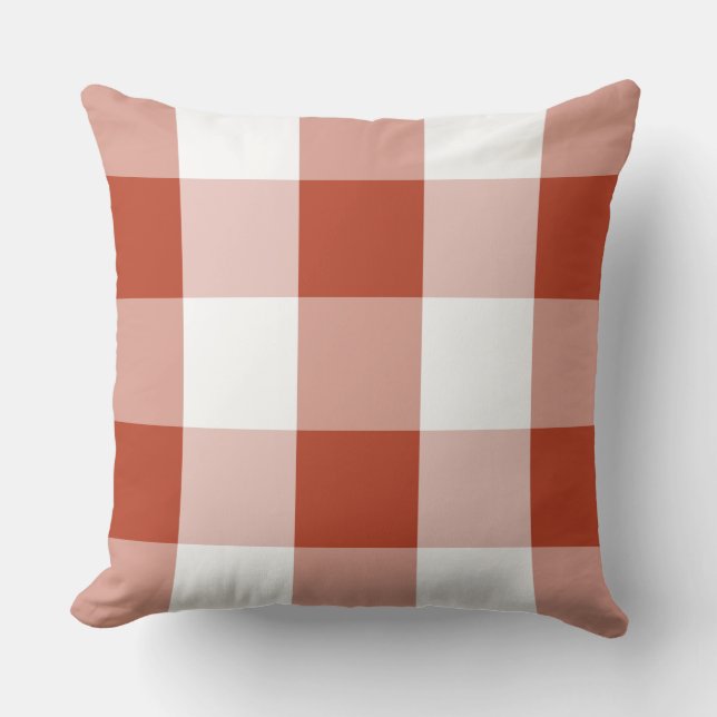 Almofada Xadrez de Búfalo Vermelho e Branco (Frente)