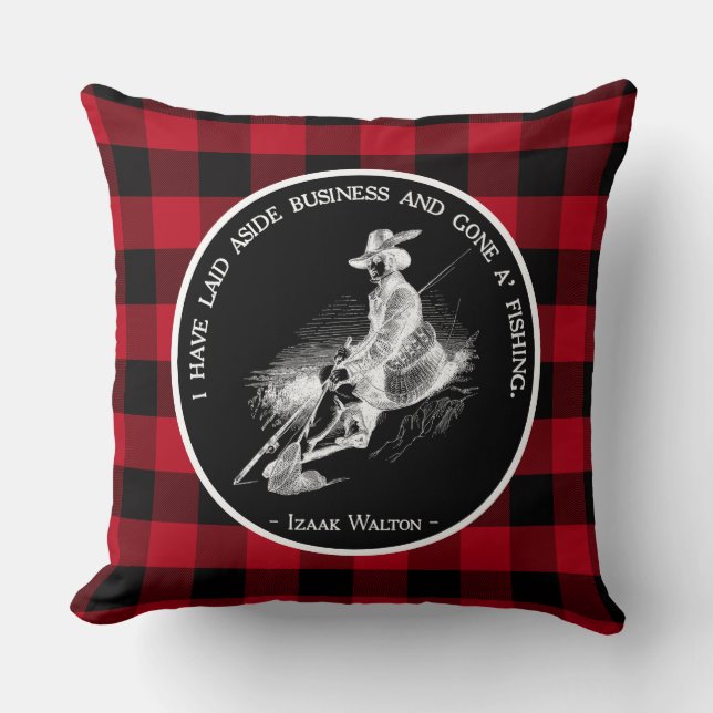 Almofada Xadrez de Búfalos Negra e Vermelha (Frente)