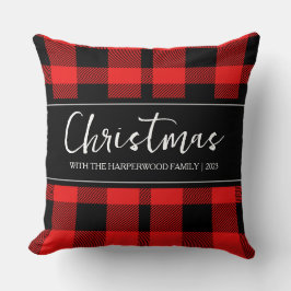 Almofada Xadrez de Buffalo Mínima do Natal Nome da Família
