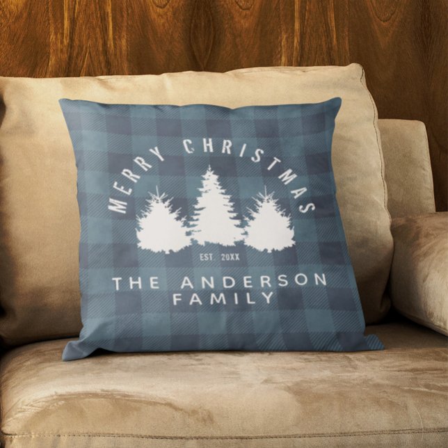 Almofada Xadrez de Buffalo Russo Nome da Família Feliz de N (Criador carregado)