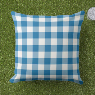 Almofada Xadrez de Ginga Azul Cobalto e Branco