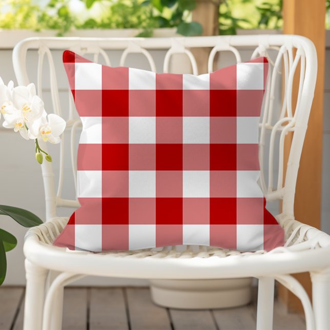 Almofada Xadrez de Gingham Vermelho e Branco (Criador carregado)