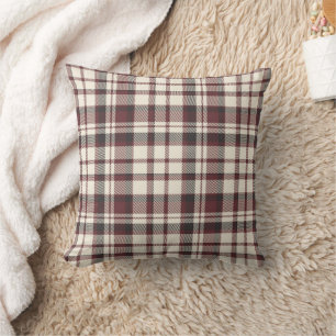 Almofada Xadrez de Madras Brancas de Autmons Marrom