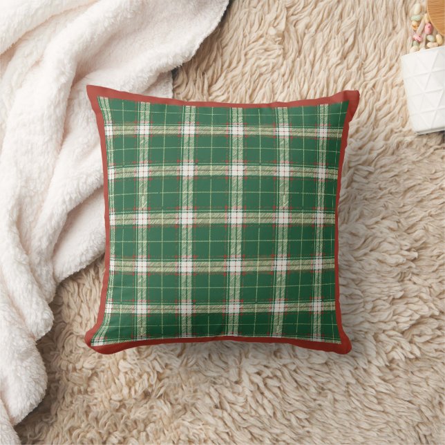 Almofada Xadrez de Natal Branco e Verde (Cobertor)
