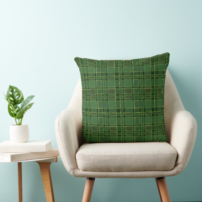 Almofada Xadrez de Natal de Inverno Verde e Dourado Elegant (Cadeira)